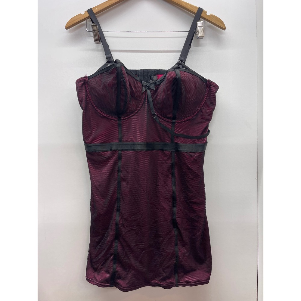 Torrid Burgundy Black Mesh Underwire Chemise Lingerie Plus Size 2 2X